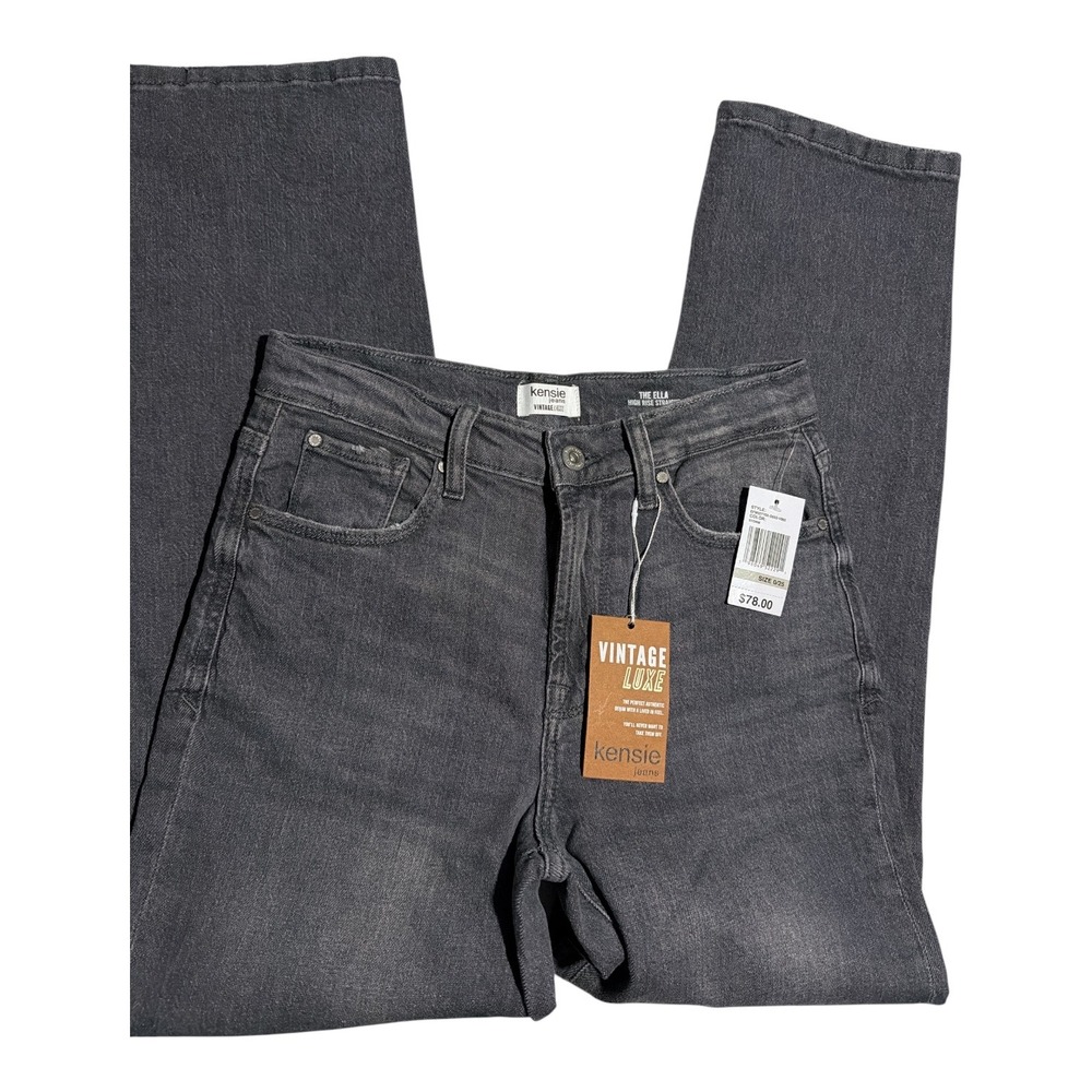 New w tag high rise y2k straight fit denim black grey jean vintage lux by Kensie